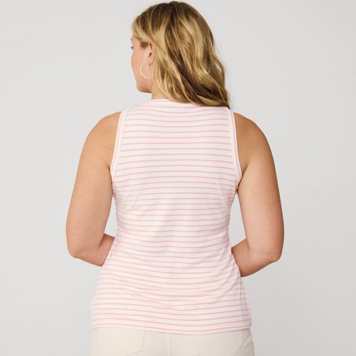 Women's Drapey Rib Fitted Henley Tank Top, Back