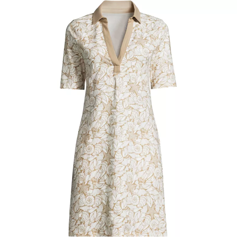 Women's Starfish Elbow Sleeve Polo Dress, Front