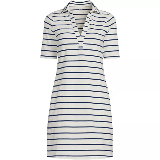 Women's Plus Size Starfish Elbow Sleeve Polo Dress - primary