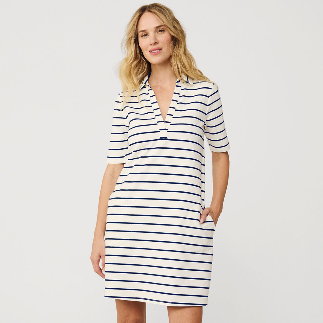 Women's Starfish Elbow Sleeve Polo Dress