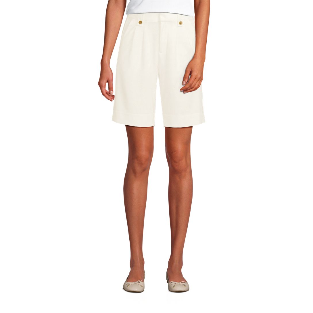 Women's Soft Polish High Rise Pleated 10" Shorts