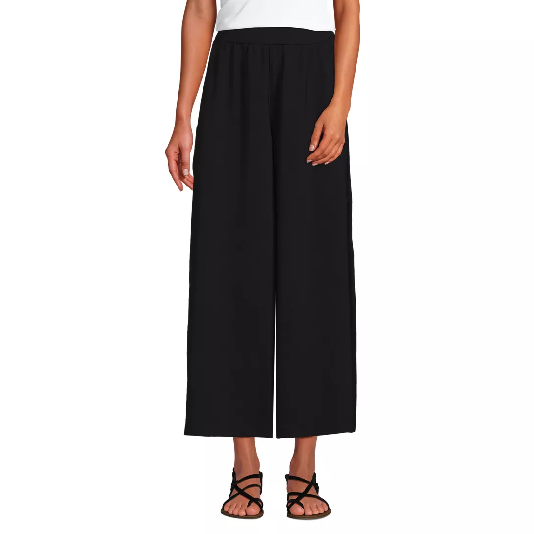 Women's Creaseless High Rise Palazzo Crop Pants