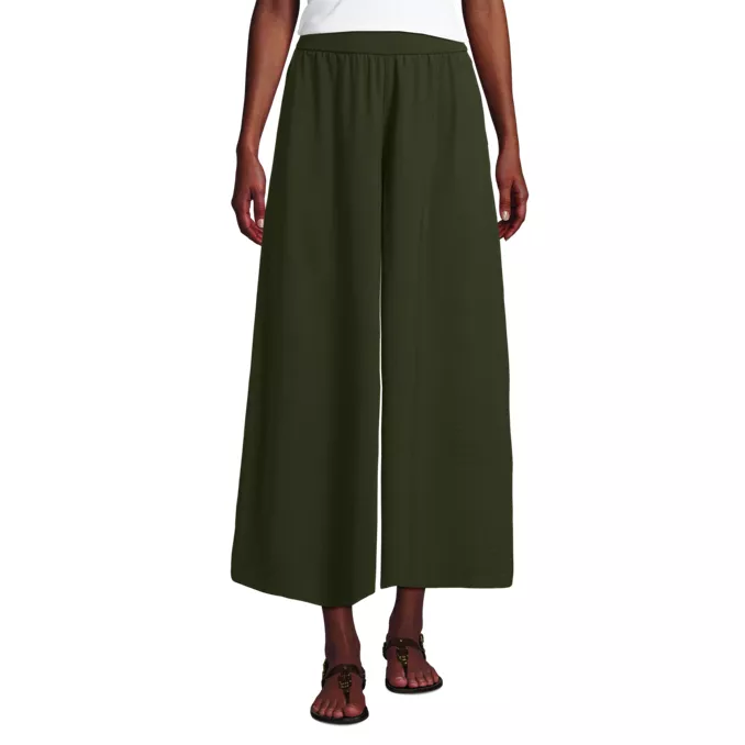 Women's Creaseless High Rise Palazzo Crop Pants