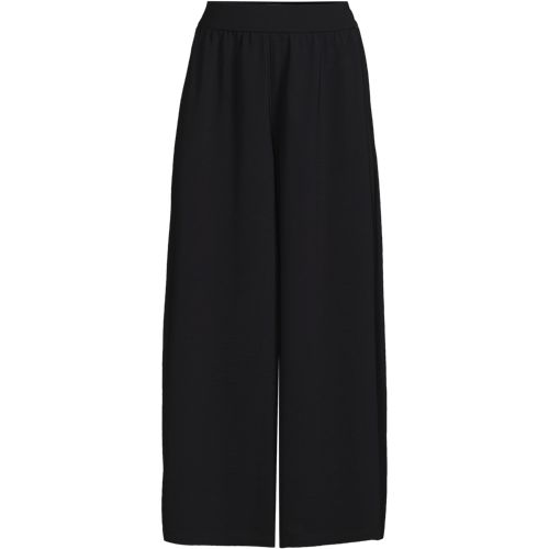 Creaseless Cropped Palazzo Trousers, Women, size: 3X, plus, Black, Polyester, by Lands' End