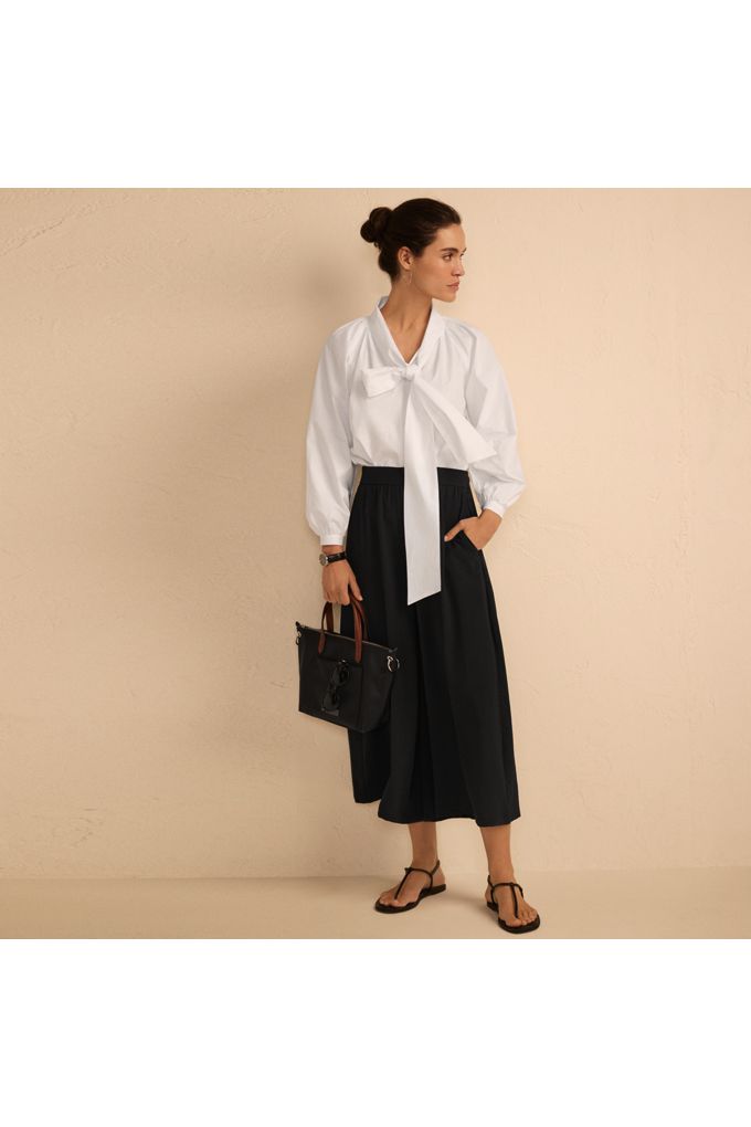 Women's Petite Creaseless High Rise Palazzo Crop Pants - Lands' End - Black - XS