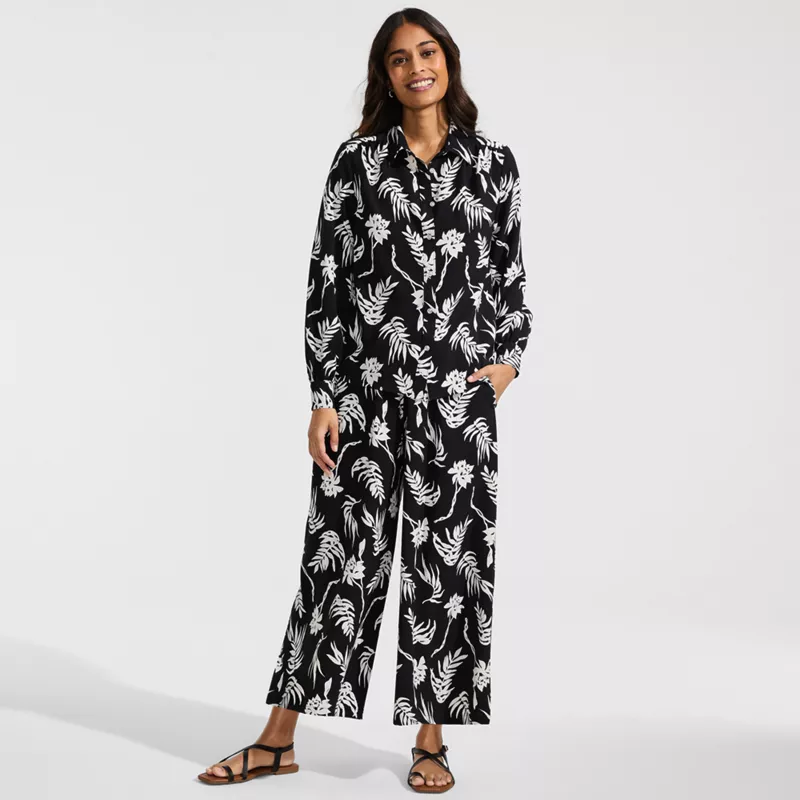 Women's Creaseless High Rise Palazzo Crop Pants, alternative image