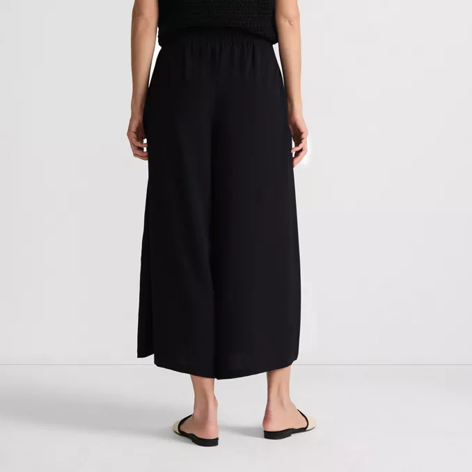 Women's Creaseless High Rise Palazzo Crop Pants