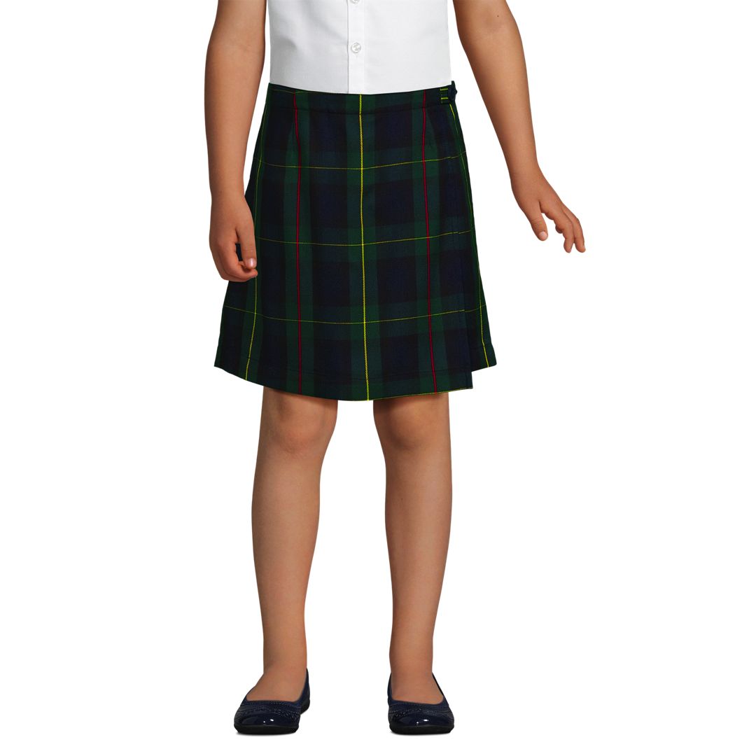School Uniform Girls Plaid A Line Tab Skort Top of Knee