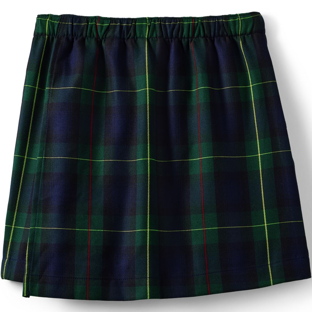 School Uniform Girls Plaid A Line Tab Skort Top of Knee