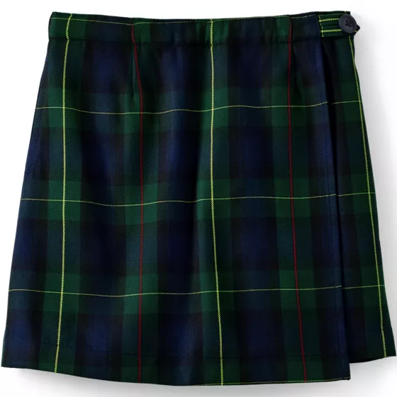 School Uniform Girls Plaid A Line Tab Skort Top of Knee - primary