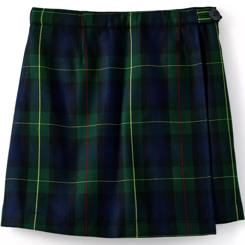 Girls Plaid A Line Tab Skort Top of Knee, Front
