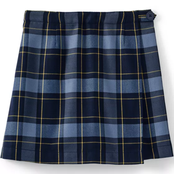 School Uniform Girls Plaid A Line Tab Skort Top of Knee - primary