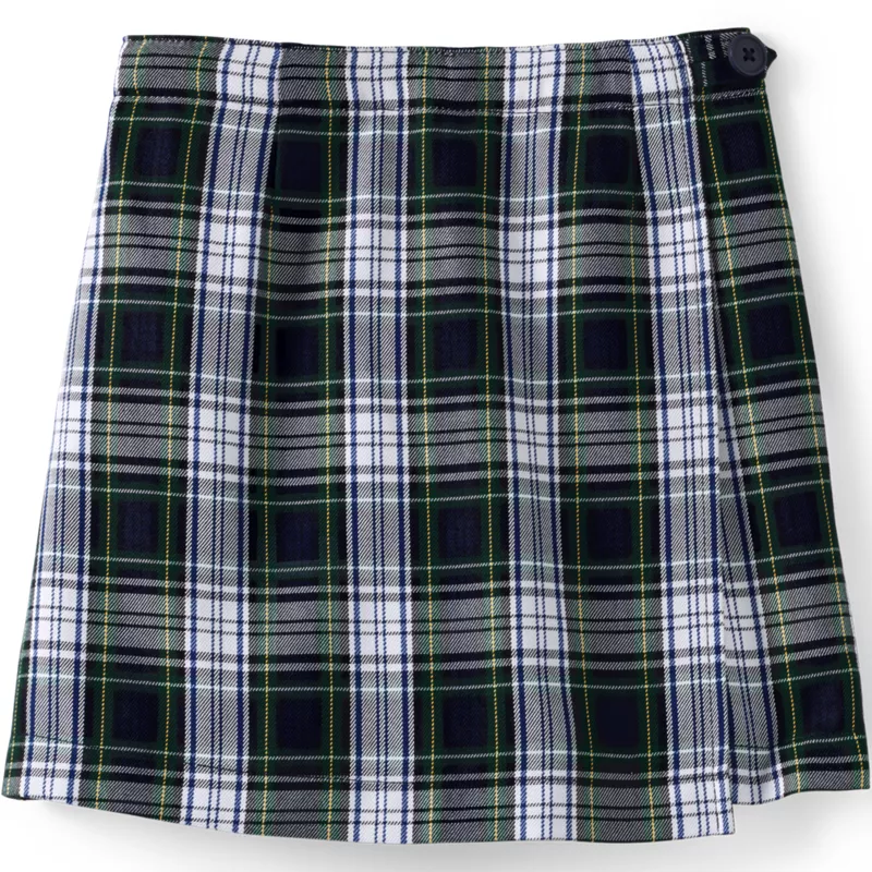 Girls Plaid A Line Tab Skort Top of Knee, Front