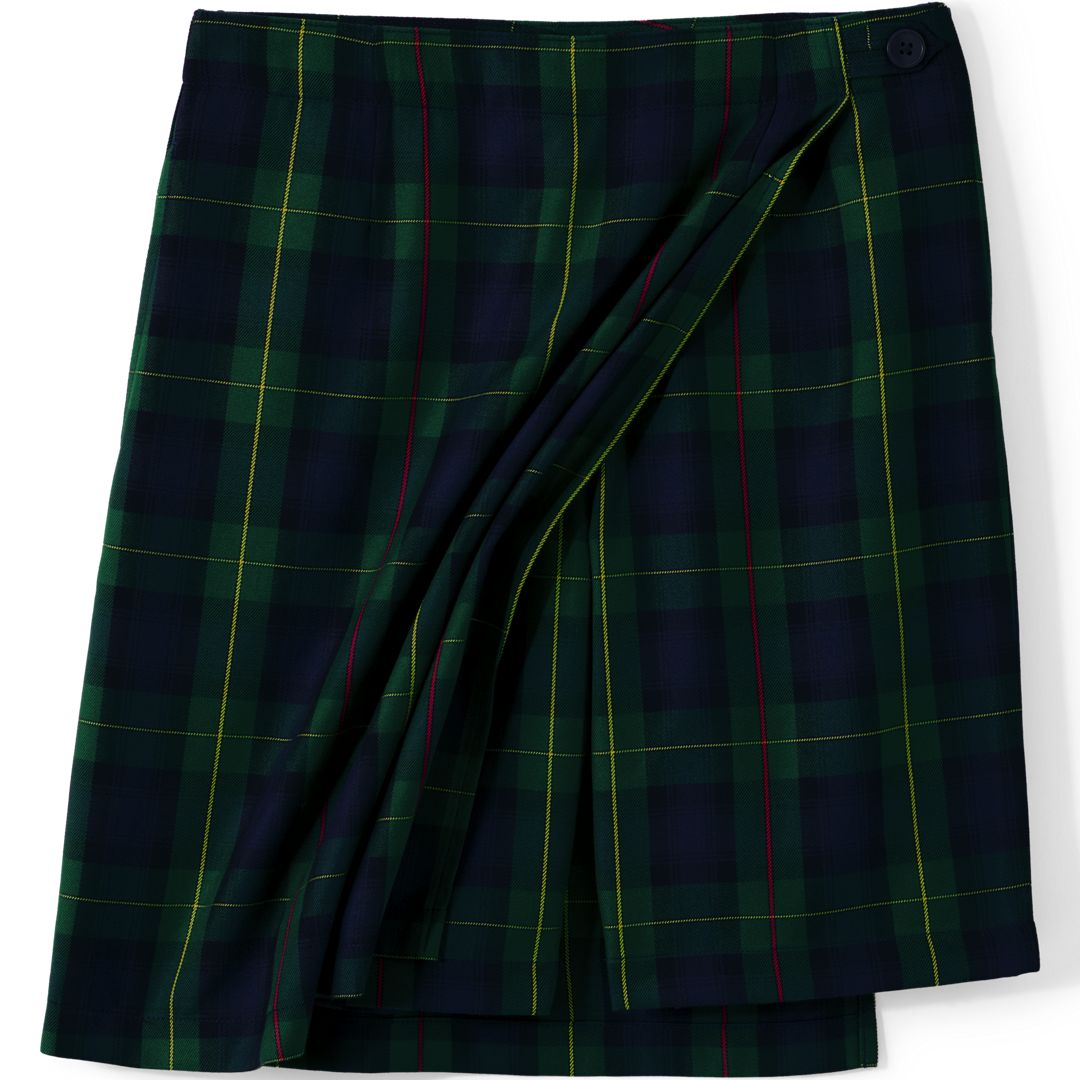 School Uniform Girls Plaid A Line Tab Skort Top of Knee