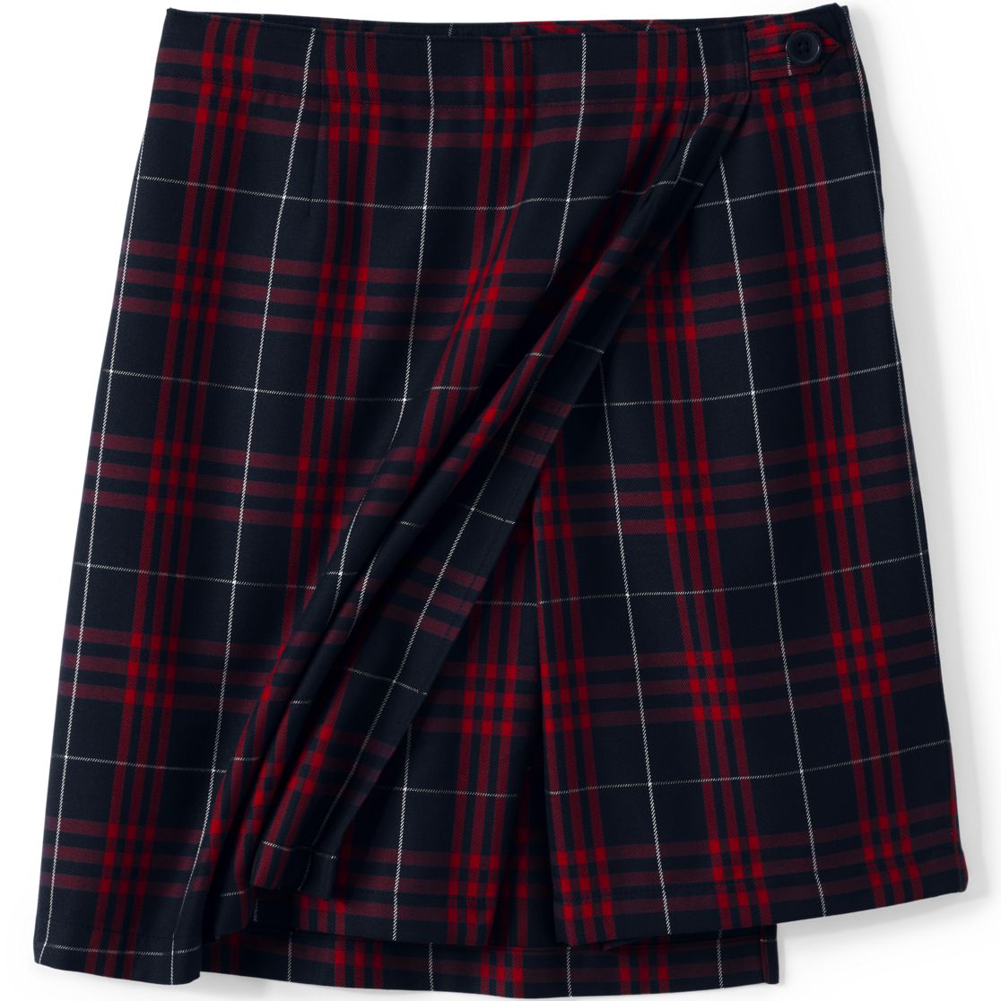 School Uniform Girls Plaid A Line Tab Skort Top of Knee