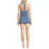 Women's Pique Halter Ruffle Hem Mini Swim Dress Swimsuit, Back