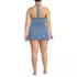 Women's Plus Size Pique Halter Ruffle Hem Mini Swim Dress Swimsuit, Back
