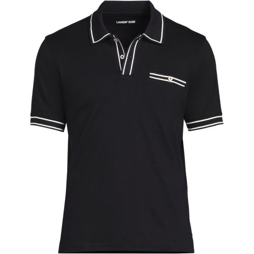 Men's Short Sleeve Tipped Welt Pocket Supima Polo | Lands' End