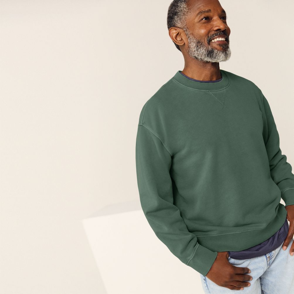 Men's Long Sleeve French Terry Vintage Wash Crewneck