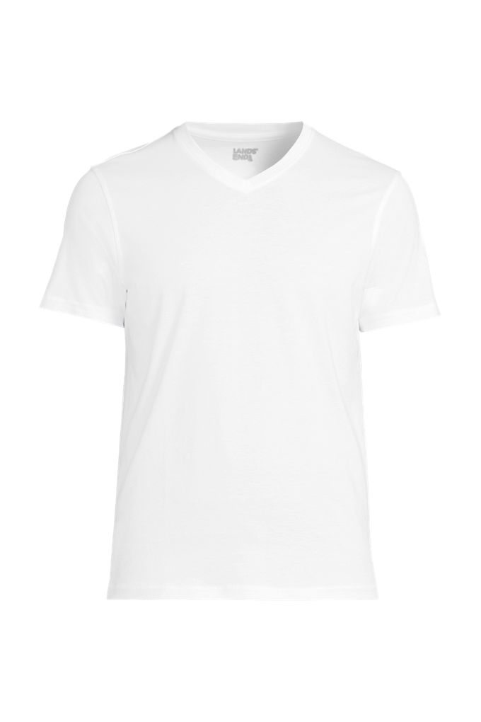 Lands' End Men's Short Sleeve Supima V-neck Tee In White