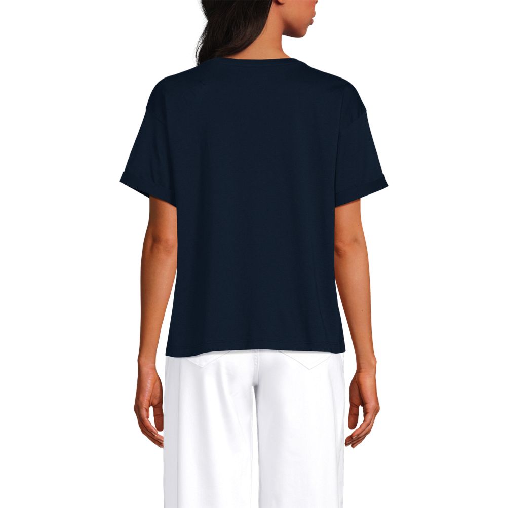 トップス COOTIE / Supima Border Oversized SS Tee Women's Oversized Supima Short Sleeve Crew Neck T-Shirt | Lands' End