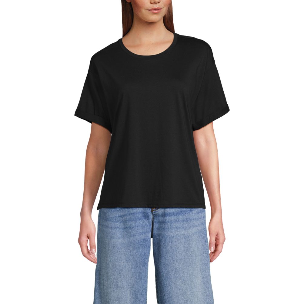 Women's Oversized Supima Short Sleeve Crew Neck T-Shirt | Lands' End