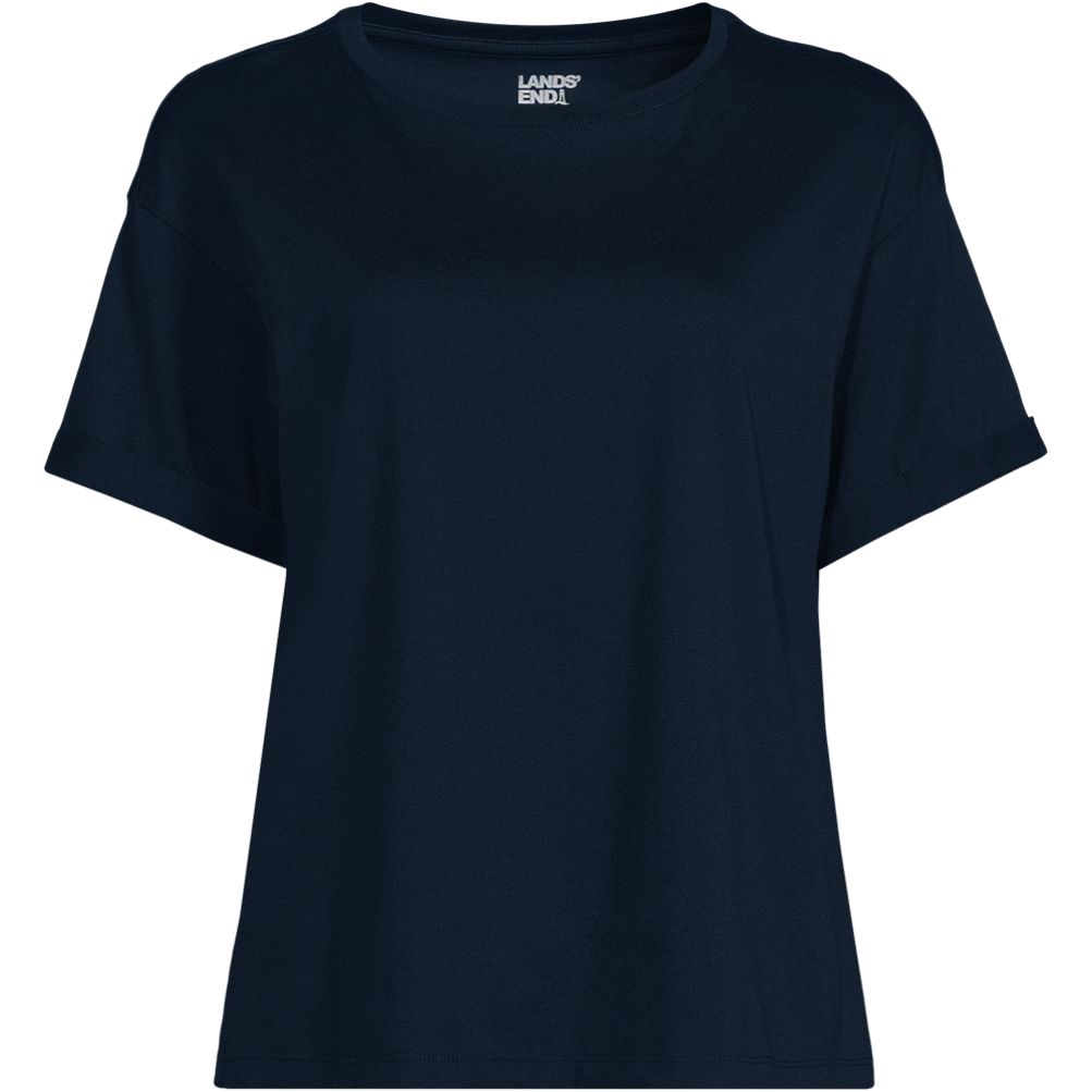 Women's Oversized Supima Short Sleeve Crew Neck T-Shirt | Lands' End