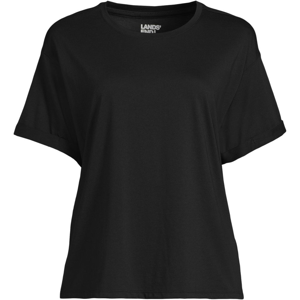 Women's Oversized Supima Short Sleeve Crew Neck T-Shirt | Lands' End