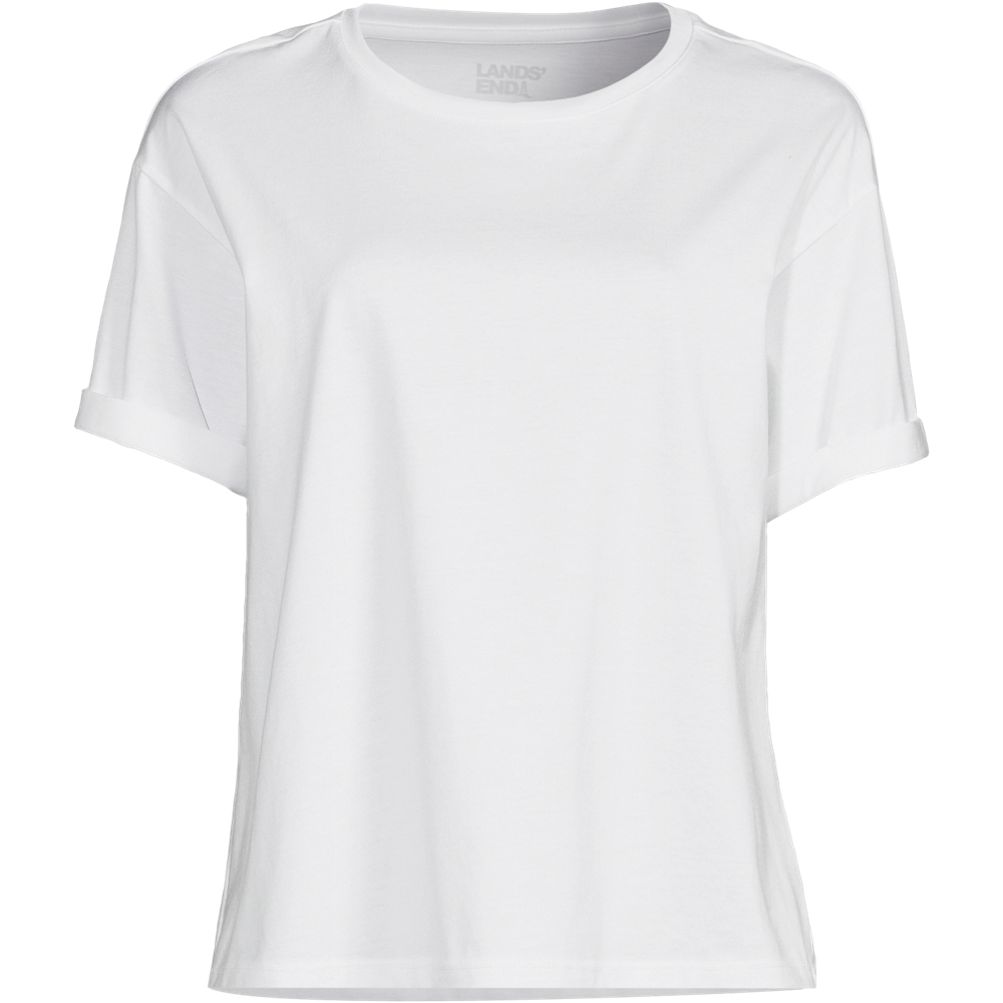 Women's Oversized Supima Short Sleeve Crew Neck T-Shirt | Lands' End