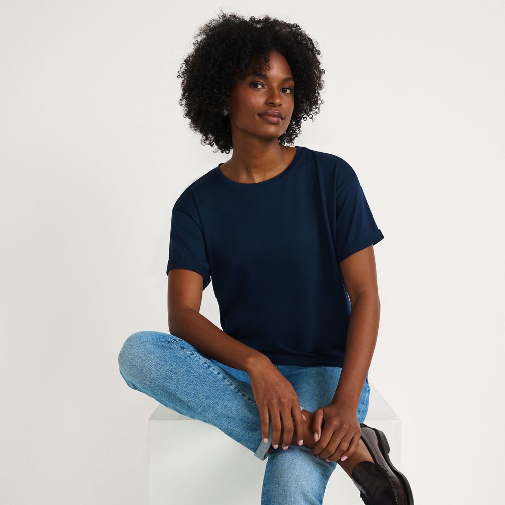 トップス COOTIE / Supima Border Oversized SS Tee Women's Oversized Supima Short Sleeve Crew Neck T-Shirt | Lands' End