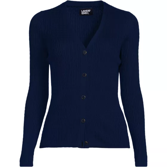 Women's Petite Drifter Baby Cable V-neck Cardigan Sweater - Set Top - primary