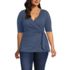 Women's Plus Size Elbow Sleeve Lightweight Jersey Side Tie Blouse, Front