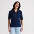 Women's Elbow Sleeve Lightweight Jersey Embellished Polo, Front