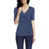 Women's Petite Elbow Sleeve Lightweight Jersey Side Tie Blouse, Front