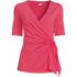 Women's Elbow Sleeve Lightweight Jersey Side Tie Blouse, Front