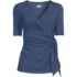 Women's Elbow Sleeve Lightweight Jersey Side Tie Blouse, Front
