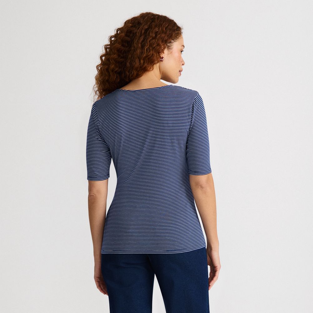 Women's Elbow Sleeve Lightweight Jersey Side Tie Blouse