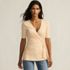 Women's Elbow Sleeve Lightweight Jersey Side Tie Blouse, Front