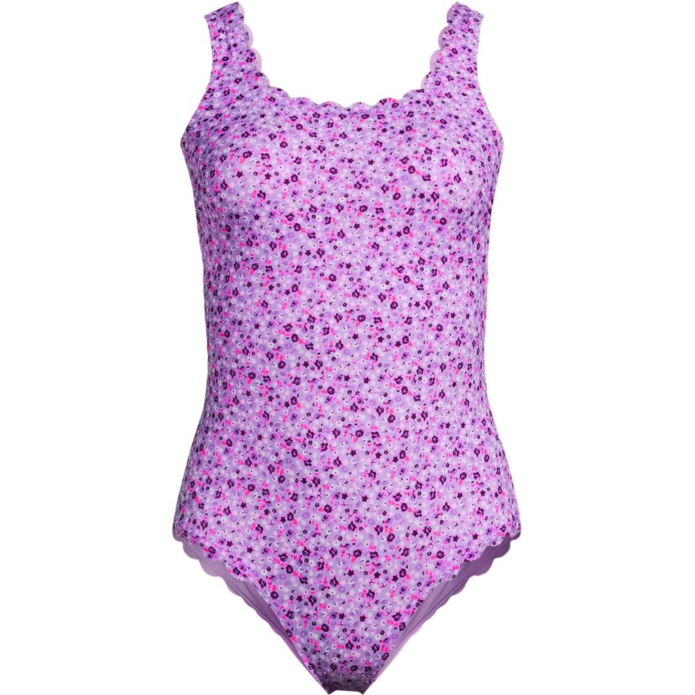 Women's Tugless Scallop One Piece Swimsuit | Lands' End
