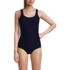 Women's Petite Tugless Low Leg Ribbed One Piece Swimsuit, Front