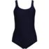 Women's Petite Tugless Low Leg Ribbed One Piece Swimsuit, Front