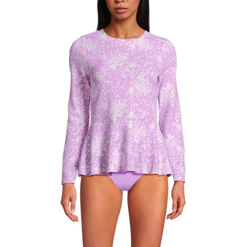 Women's Long Sleeve Pique Peplum UPF 50 Rash Guard, Front