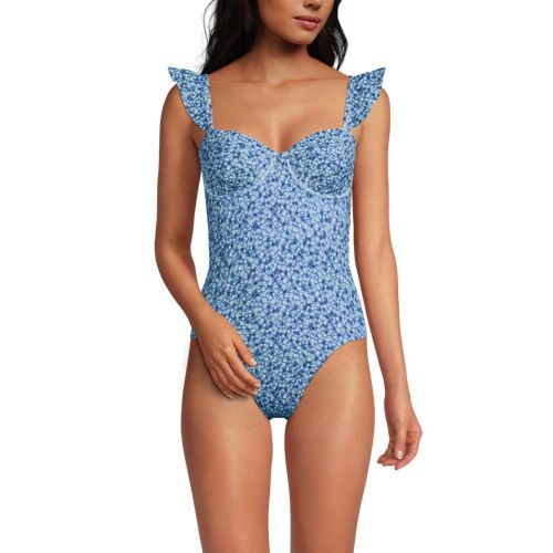 Women's Balconette Ruffle High Leg One Piece Swimsuit, Front