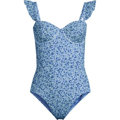 Women's Balconette Ruffle High Leg One Piece Swimsuit, Front