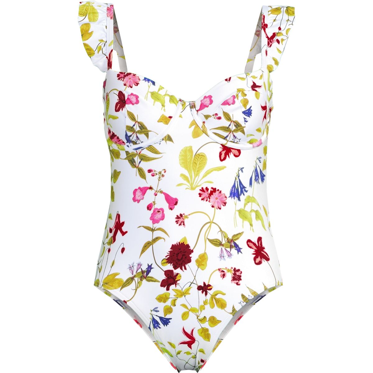 Women's Balconette Ruffle High Leg One Piece Swimsuit