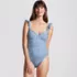 Women's Balconette Ruffle High Leg One Piece Swimsuit, Front