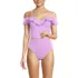 Women's Pique Ruffle Midkini Top and High Waisted Bottom Swimsuit Set, alternative image