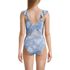 Women's Pique Ruffle Tankini Top and High Waisted Bottom Swimsuit Set, Back