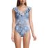 Women's Pique Ruffle Tankini Top and High Waisted Bottom Swimsuit Set, Front