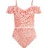 Women's Pique Ruffle Midkini Top and High Waisted Bottom Swimsuit Set, alternative image